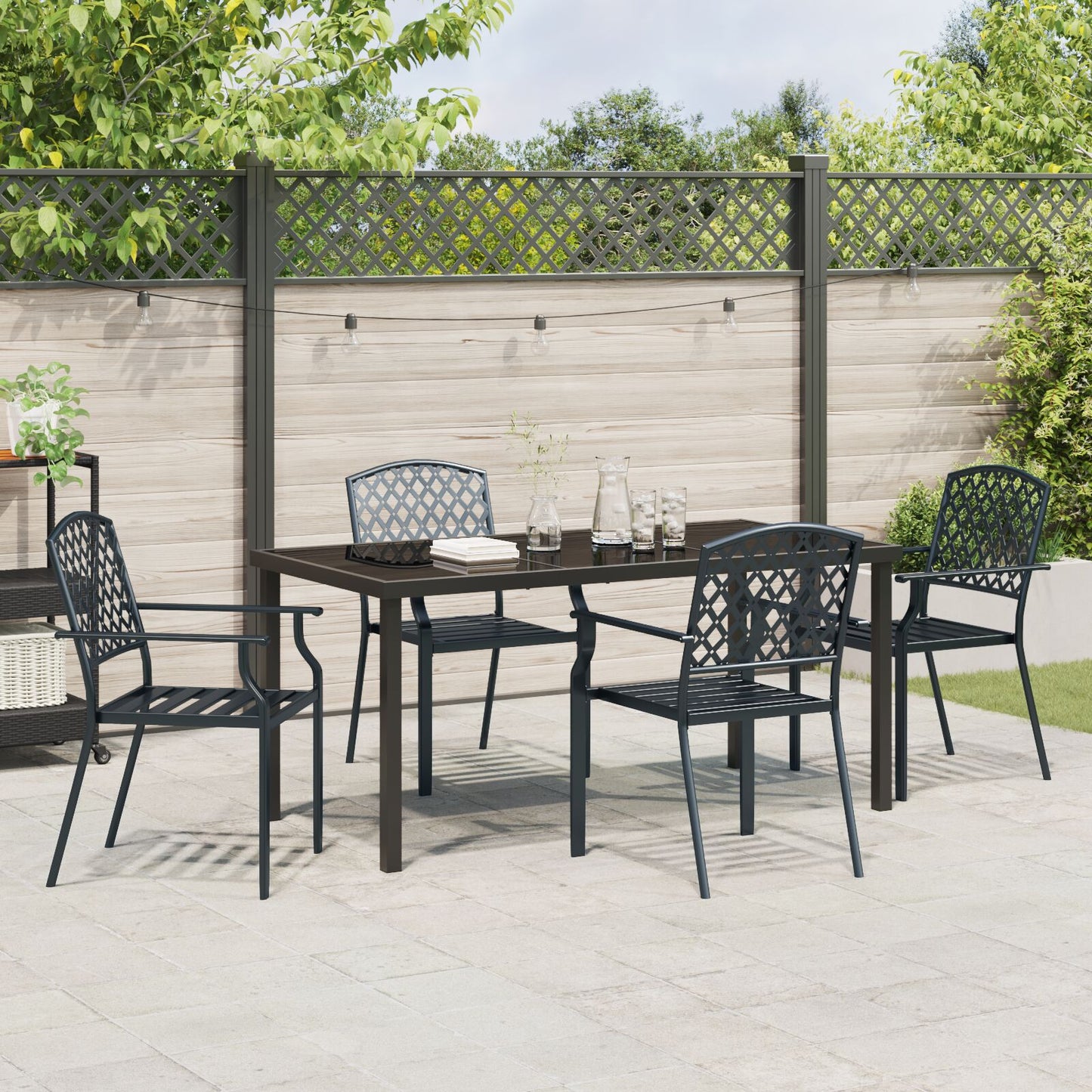 5 Delige Tuin Eetset Anthraciet Staal
