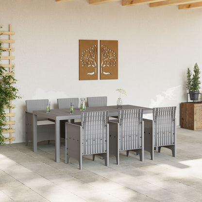 7-Delige Tuin Eettafel Set Met Kussens Lichtgrijze Poly Rattan