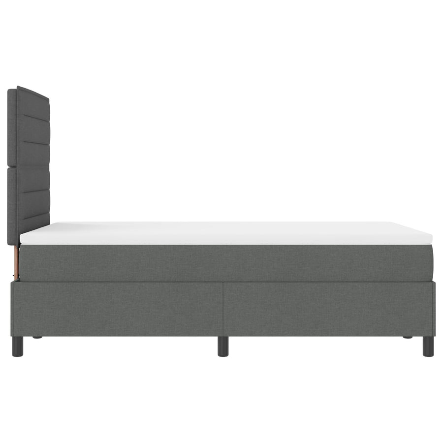 Boxspring Bed Met Matras Stof Donkergrijs 120 x 200 cm Lijnenontwerp