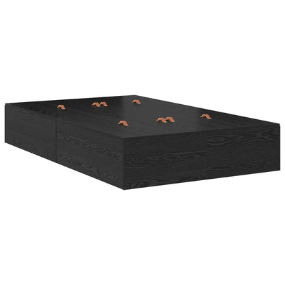 Bed Met Opslag Hout Standaard Tweepersoons Zwart Eiken 120 x 190 cm