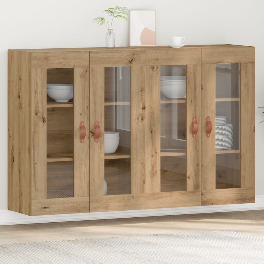 Wandkast Set Van 2 Artisan Eiken Massief Eikenhout