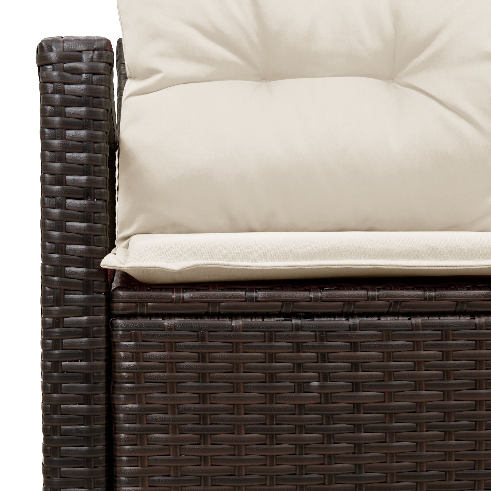 2-Zits Tuinbank En Kussens Poly Rattan Bruin en crème met opbergruimte