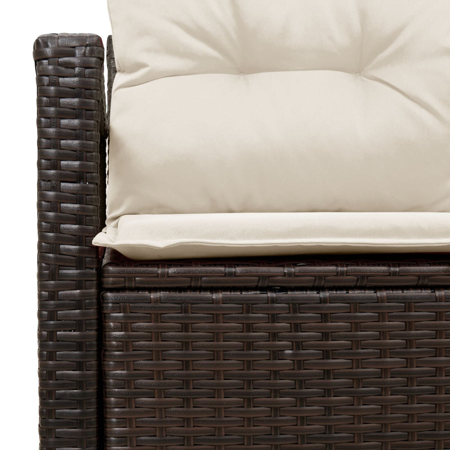 2-Zits Tuinbank En Kussens Poly Rattan Bruin en crème met opbergruimte