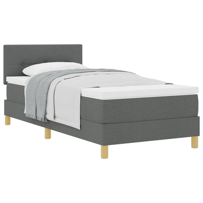 Boxspring Bed Met Matras Stof Donkergrijs 90 x 200 cm Knoop-tufted