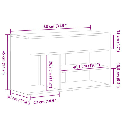 Bankje 60X30X45 Cm Geengineerd Hout Zwart eiken 80 x 30 x 45 cm