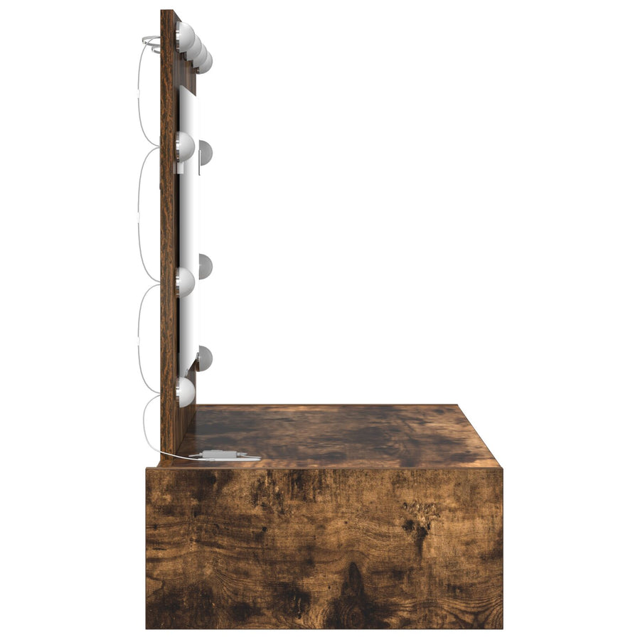 Wandkaptafel Verlichting 83 x 40 x 70 cm Gerookt eiken met LED
