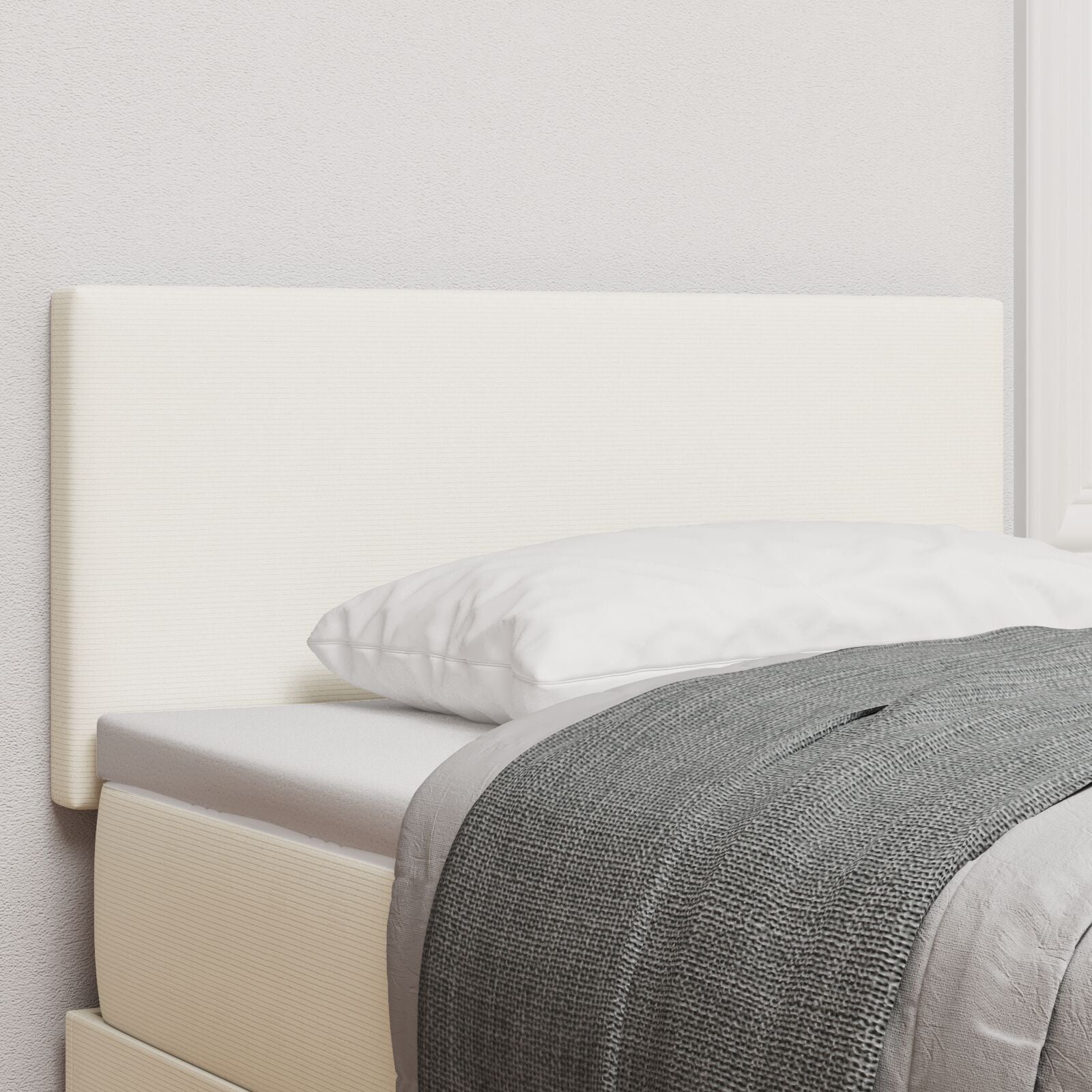 Hoofdbord Effen Design Korduroy Stof Crème 100 cm Laag hoofdbord