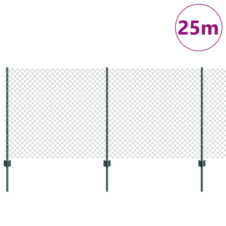 Ketenlinkhek Met 22 U-Palen Groen 1X25 M Staal
