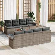 Tuinbankenset poly rattan 6 personen grijs