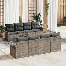9-Delige Tuin Sofa Set Met Kussens Grijs Poly Rattan Acacia