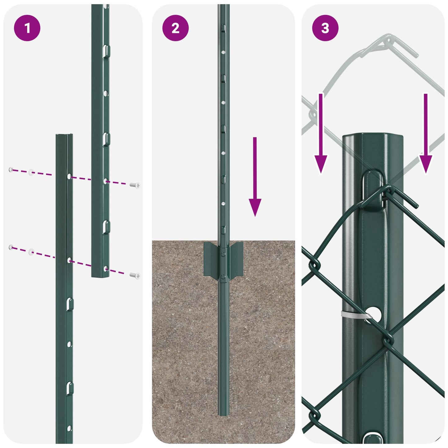 Kettinglink Schutting Met 10 U Palen Groen 1,5X10 M Staal