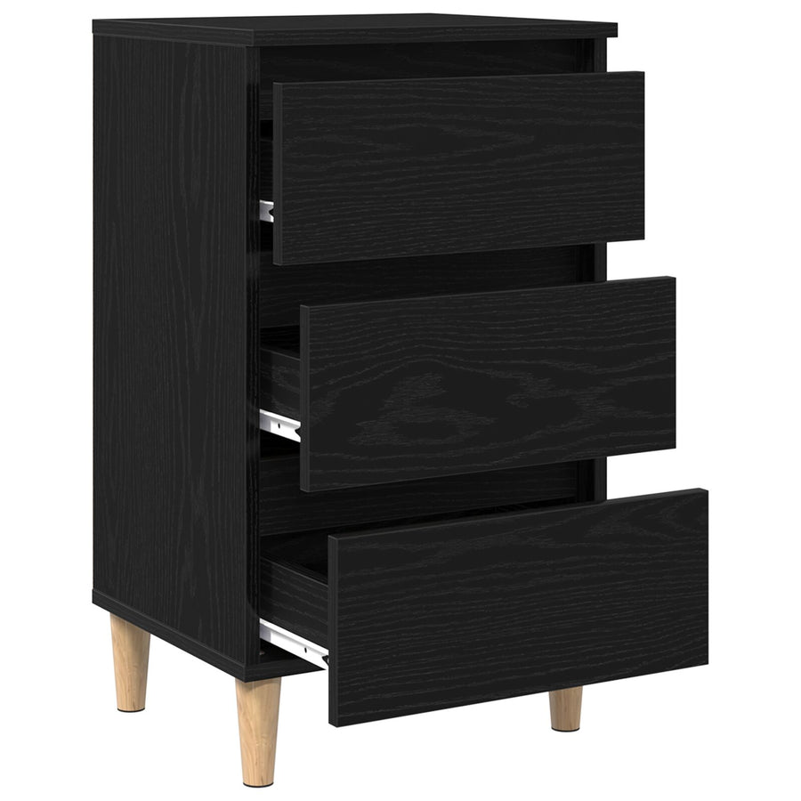 Nachtkastje Met Houten Poot 40X35X69 Cm Zwart eiken