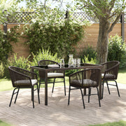 Tuinstoelenset 5-delig bruin gepoedercoat staal
