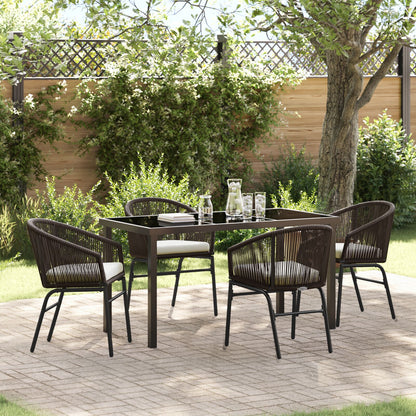 5-Delige Tuin Eetset Bruin Poly Rieten