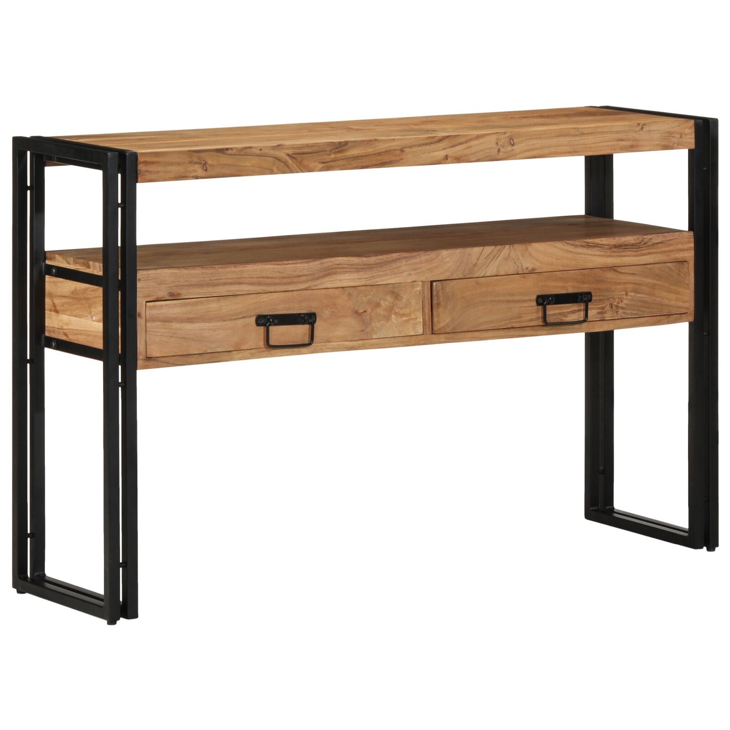 Bijzettafels Zwart En Metaal 120 x 33 x 75 cm Massief acaciahout