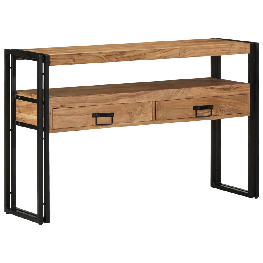 Bijzettafels Zwart En Metaal 120 x 33 x 75 cm Massief acaciahout