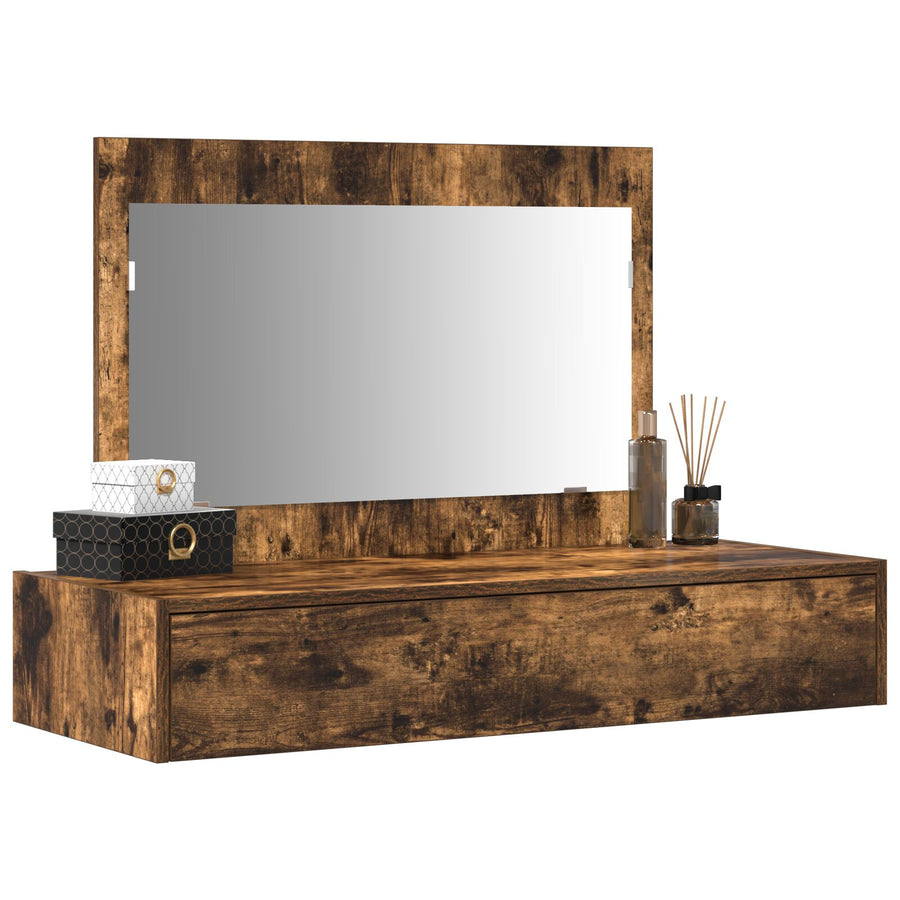 Wandmontage Kaptafel 100 x 40 x 70 cm Gerookt Eiken zonder LED