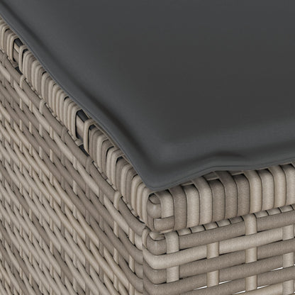 4-Delige Tuin Eetset Met Kussens Poly Rattan Acacia 110 cm Grijs 3 krukken