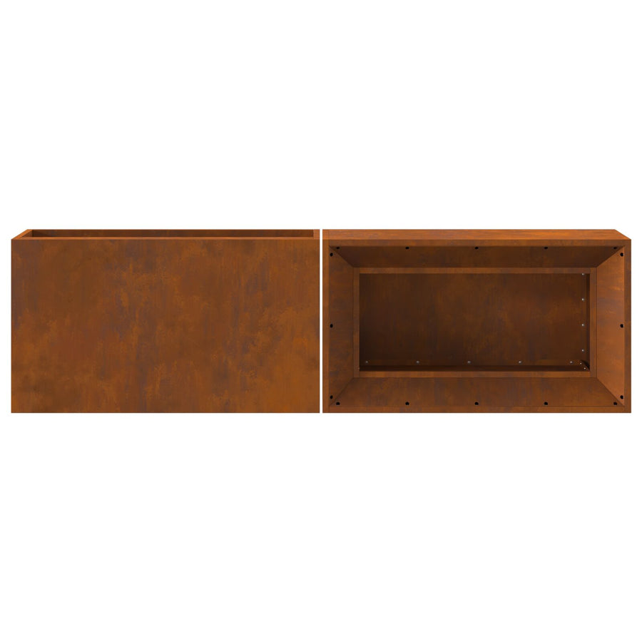 Vuurkorf Met Houtopslag 160X45X35 Cm Verweerd Staal Verweerd Staal/Bruin