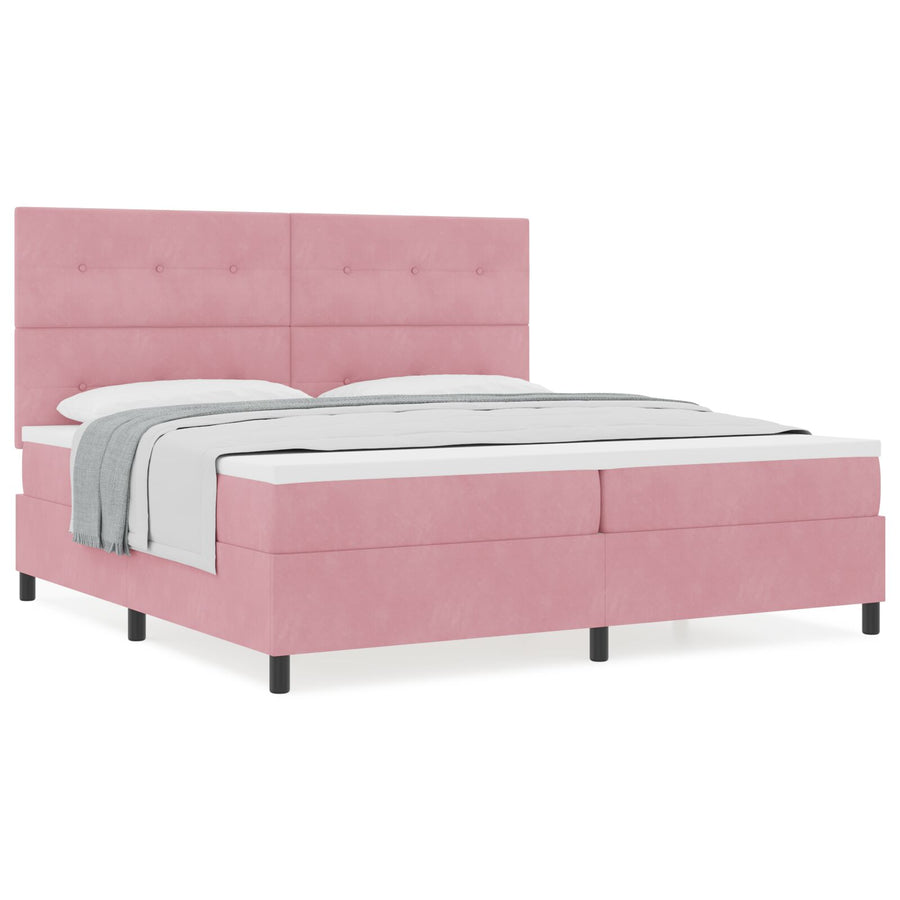 Boxspring Bed Met Matras Roze 200X200 Cm Fluweel Blauw