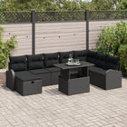 Garden Sofa Set with Cushion with Storage 9 pcs Black Poly Rattan
