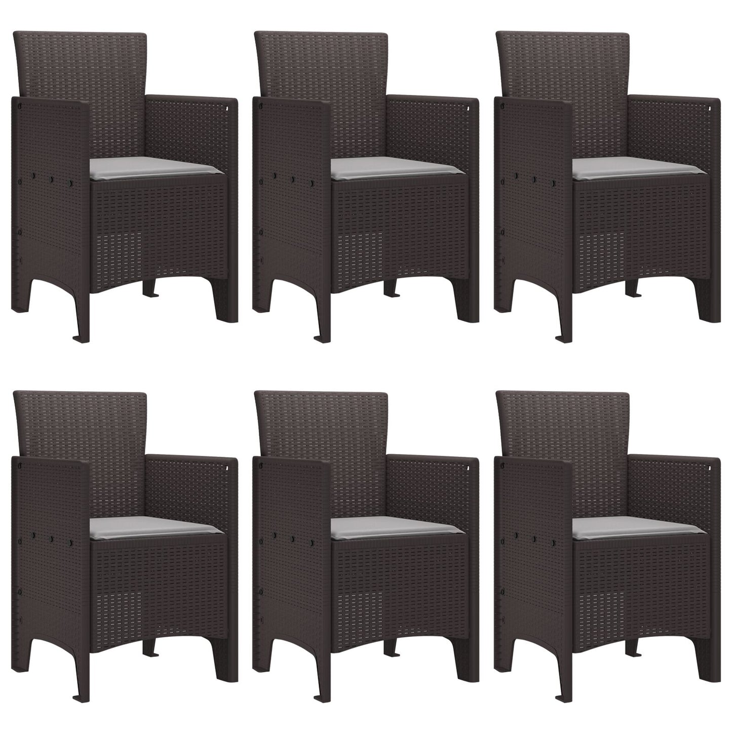 7 Delige Tuin Eettafel Set Met Kussens Bruin Poly Rattan