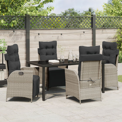 5-Delige Tuin Eetset Lichtgrijs Poly Rattan