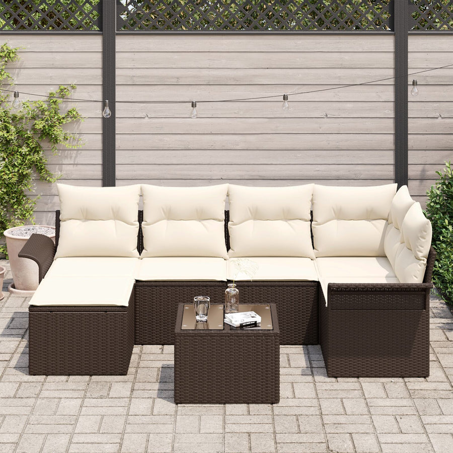 6 Delige Tuin Sofa Set Met Kussens Grijs Poly Rattan