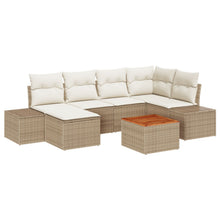 7-Delige Tuin Sofa Set Met Kussens Beige Poly Rattan Acacia