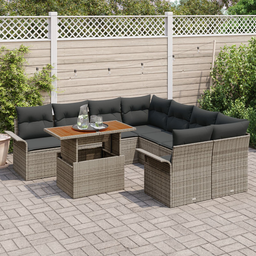 Tuin Sofa Set Set Van 9 Grijs Rattan Tuin Sofa Set Rechthoekig