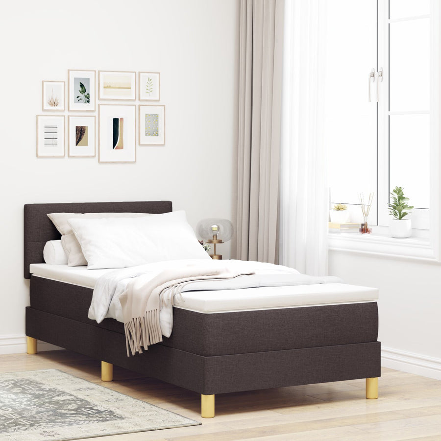 Boxspringbed Met Matras Stof Donkerbruin 100 x 200 cm Knoopgepatenteerd