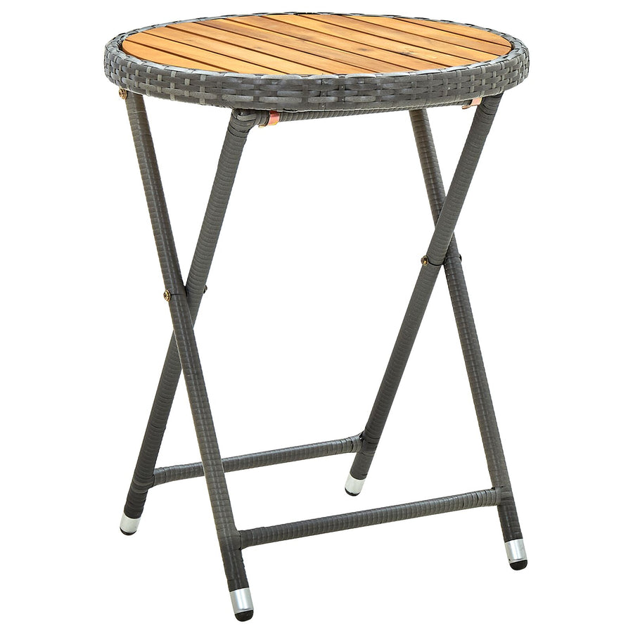 3-Delige Tuin Bistro Set Met Kussens Grijs Poly Rattan