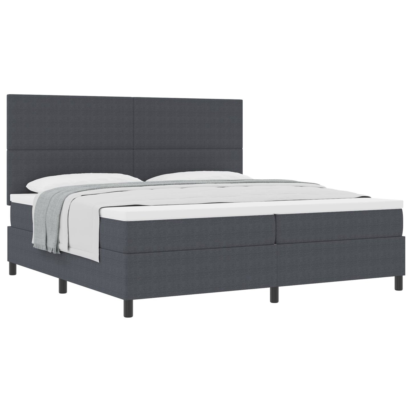 Boxspring Bed Met Matras Donkergrijs 200X200 Cm Corduroy Stof