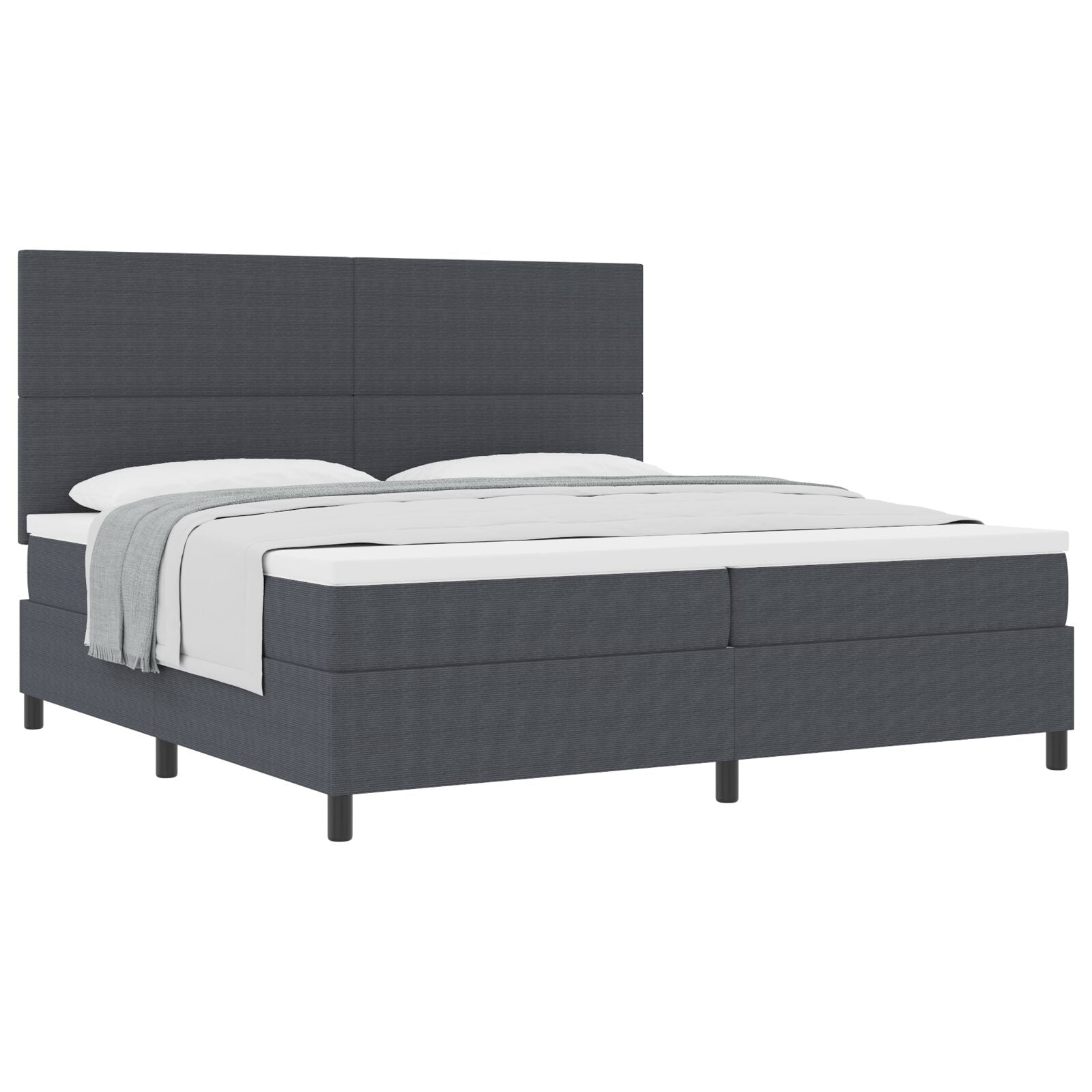 Boxspring Bed Met Matras Donkergrijs 200X200 Cm Corduroy Stof
