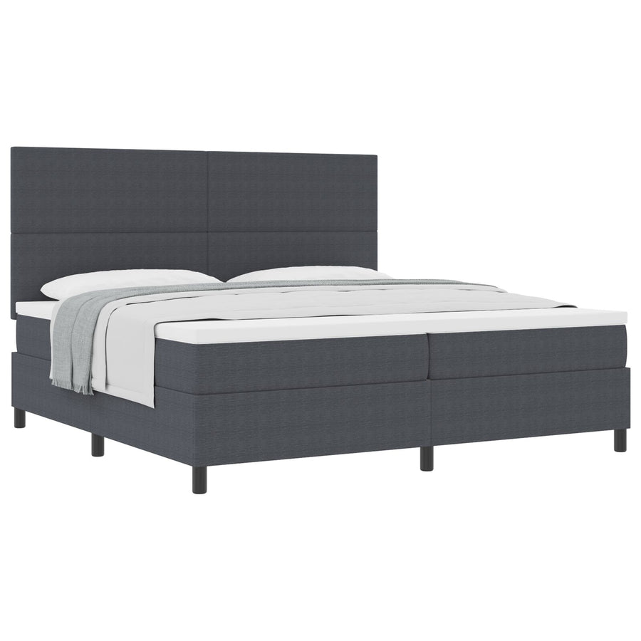 Boxspring Bed Met Matras Donkergrijs 200X200 Cm Corduroy Stof