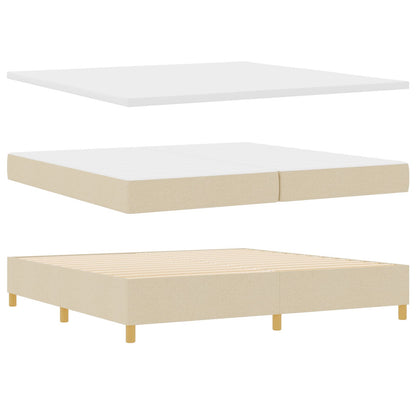 Boxspringbed Met Matras Crème 200X200 Cm Stof Blauw