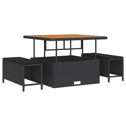 8-Delige Tuin Sofa Set Met Kussens Zwart Poly Rattan Acacia, 3-Delige Tuin Eetset Met Kussens Zwart Poly Rattan Acacia Wit