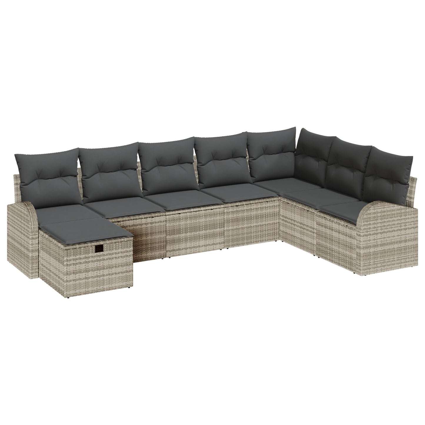 8-Delige Tuinsofa Set Met Kussens Lichtgrijs Poly Rattan