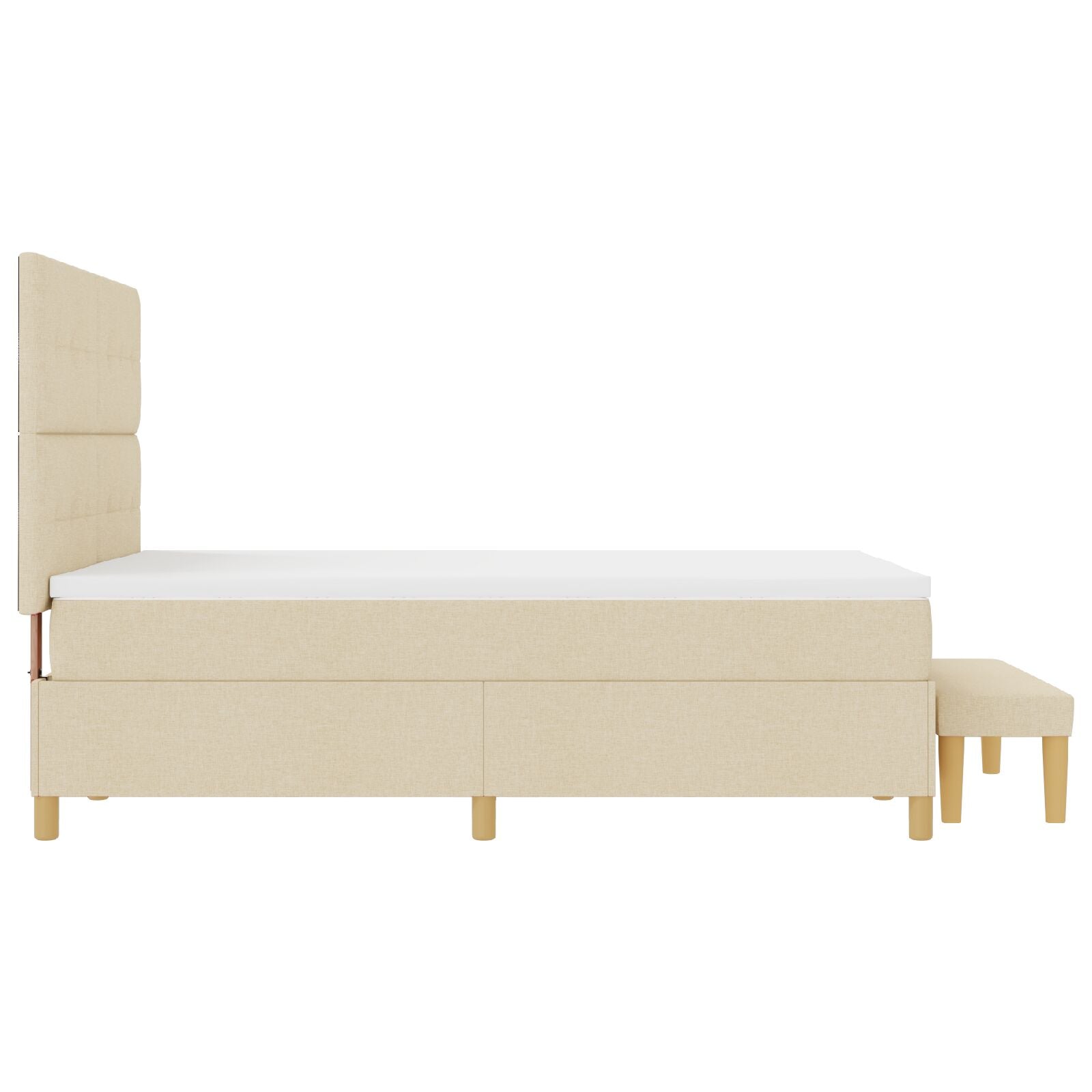 Boxspringbed Met Matras En Bank Stof Crème 140 x 190 cm Button tufted