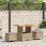 Tuin eettafelset poly rattan beige 4 personen