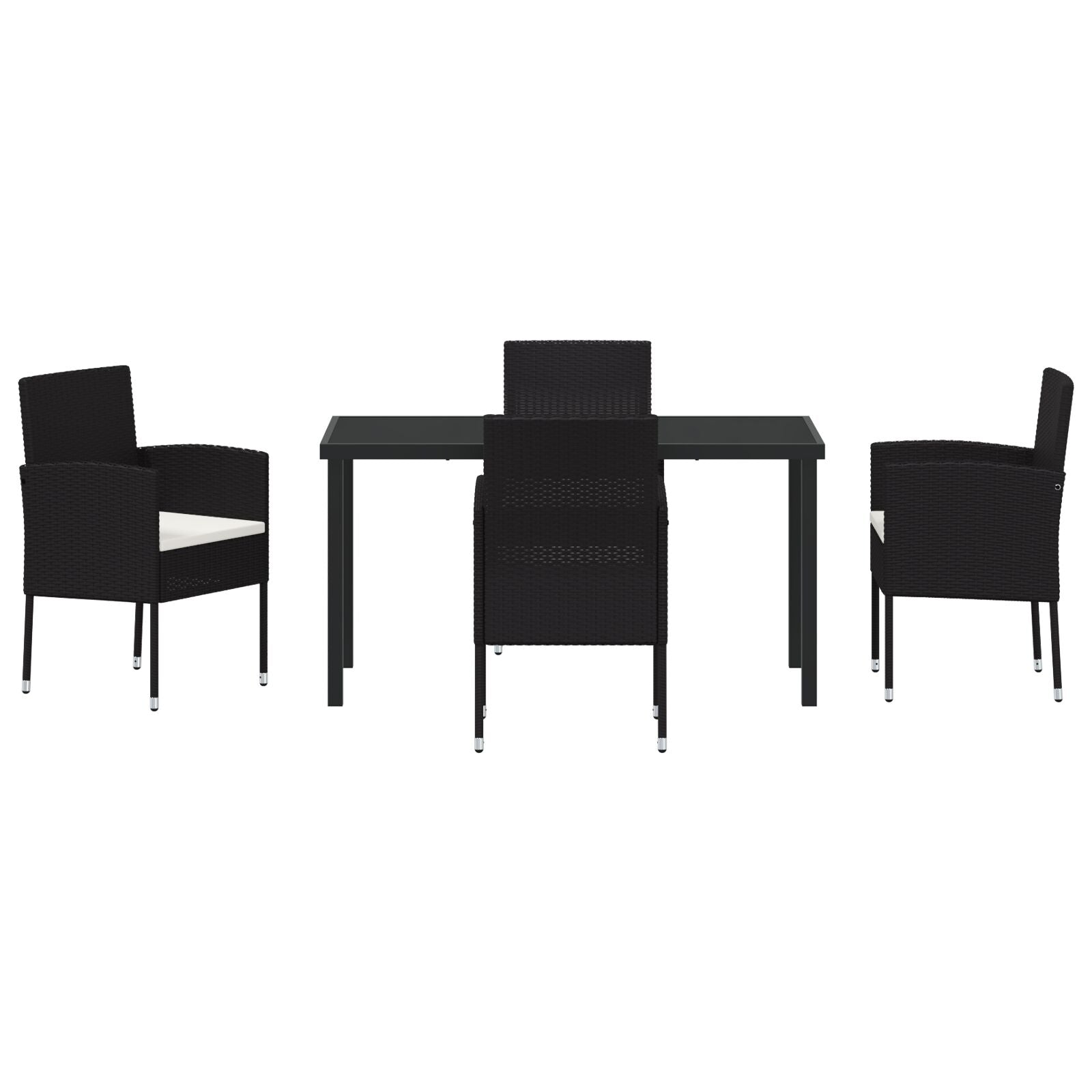 5-Delige Tuinset Met Kussens Zwart Poly Rattan
