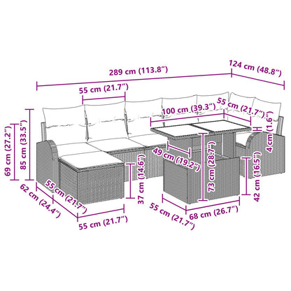 8 Delige Tuin Sofaset Met Kussens Beige Poly Rattan