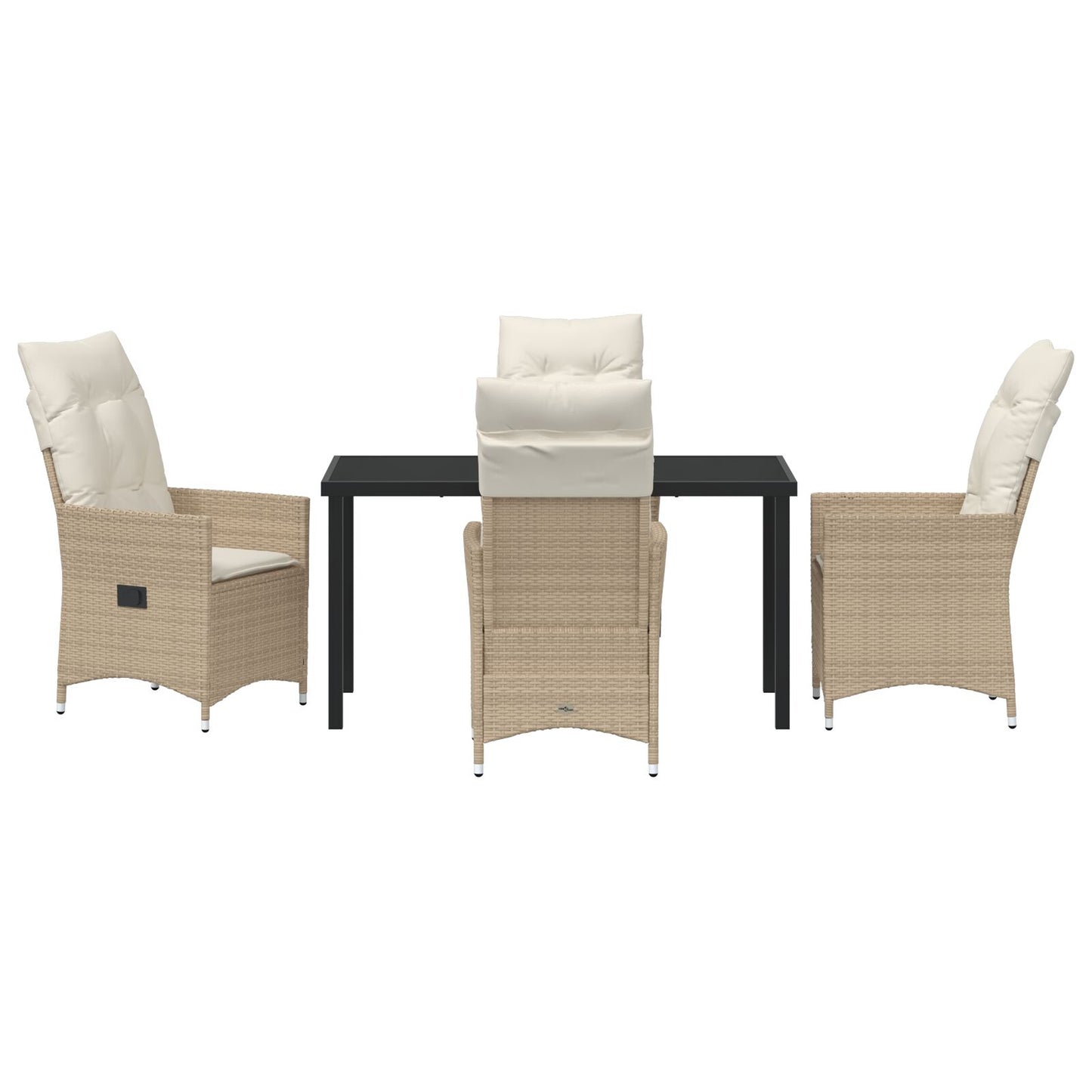 5-Delige Tuin Eetset Met Kussens Beige Poly Riet.