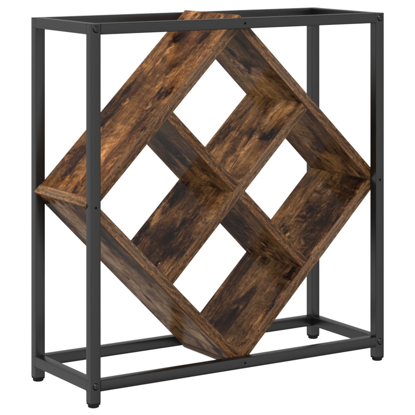 Wijnrekken Metalen Frame En Houten Planken Gerookt eiken