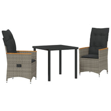 3-Delig Tuin Eetset Met Kussens Grijs Poly Rattan