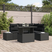 Tuin loungeset 5-delig zwart polyrattan
