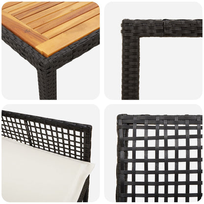 5-Delige Tuindining Set Met Kussens Zwart Poly Rattan