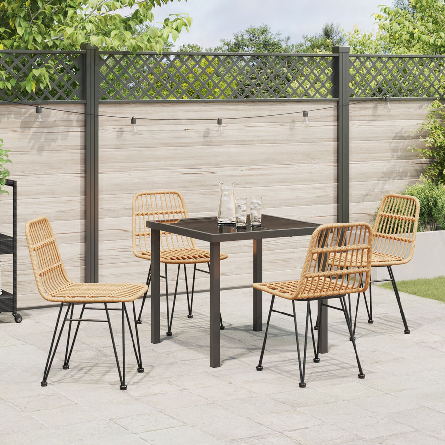 5-Delige Tuin Eetset Bruin Poly Rattan