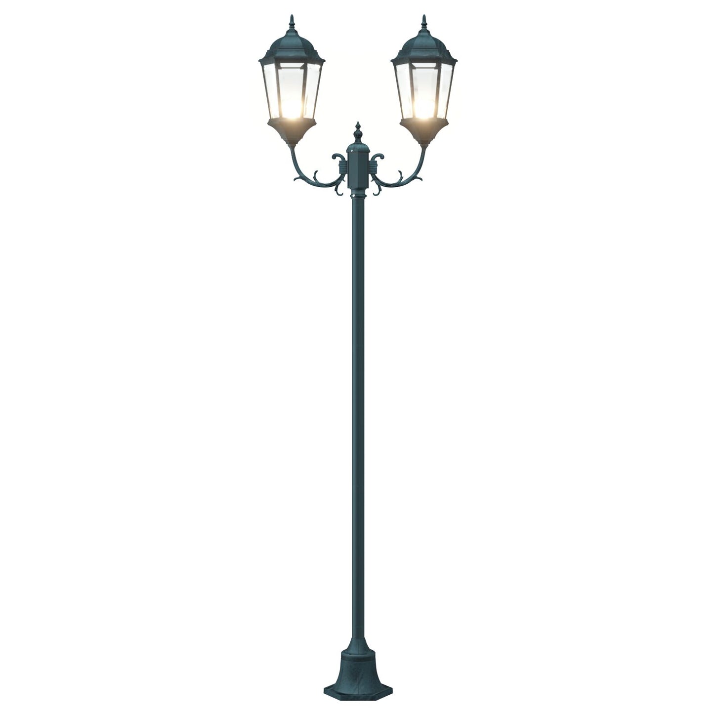 Tuinlampenpost 2-Lamp E27 Groen 220 Cm Aluminium Donkergroen