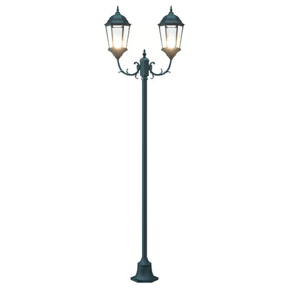 Tuinlampenpost 2-Lamp E27 Groen 220 Cm Aluminium Donkergroen
